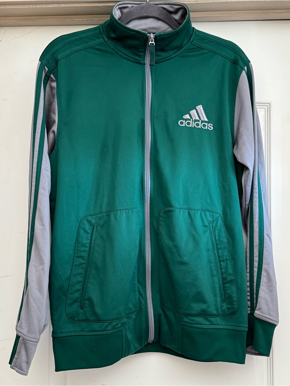 Adidas Mens Med. Retro Green/Gray Lightweight Zip Climatlite Track Jacket